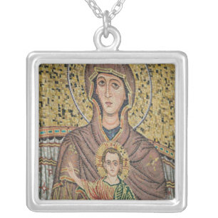 ITALY, Sicily, TAORMINA: Corso Umberto 1, Mosaic Silver Plated Necklace