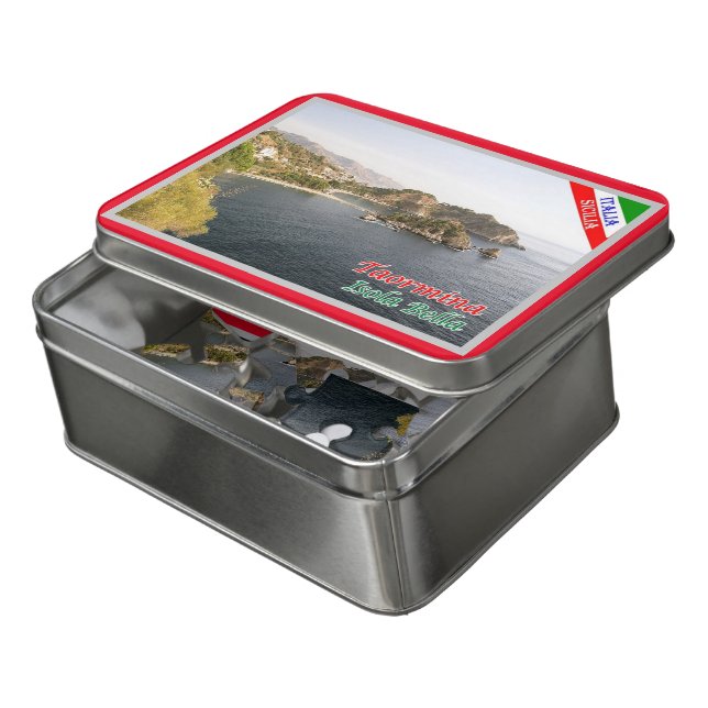 Italy - Sicily - Taormina - Isola Bella - Jigsaw Puzzle (Lid Open)