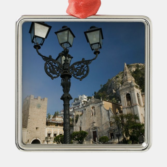 ITALY, Sicily, TAORMINA: Piazza iX Aprile, San Metal Ornament (Front)