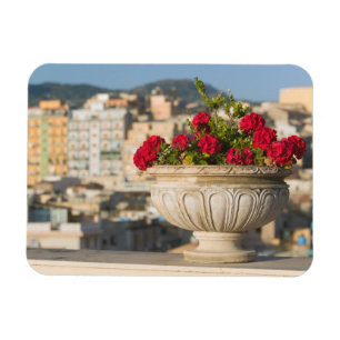 Italy, Sicily, Termini Imerese, View & Flowers Magnet