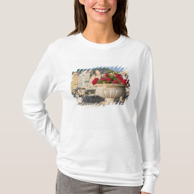 Italy, Sicily, Termini Imerese, View & Flowers T-Shirt (Front)