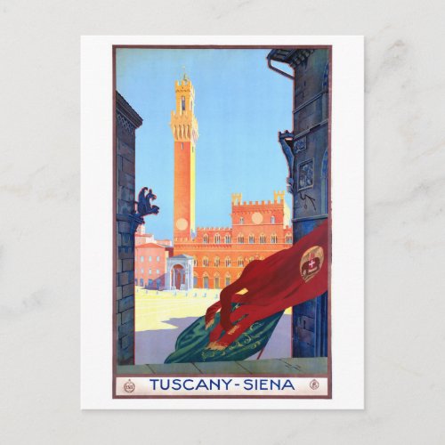 Italy Siena Vintage Travel Poster Restored Postcard