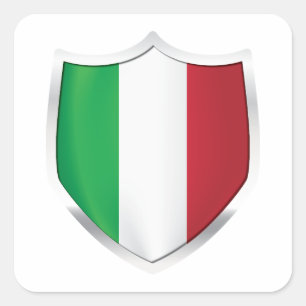 Italy Silver Shield Flag Square Sticker
