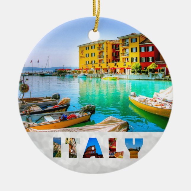 Italy Sirmione Lake Garda Waterfront Ceramic Ornament (Front)