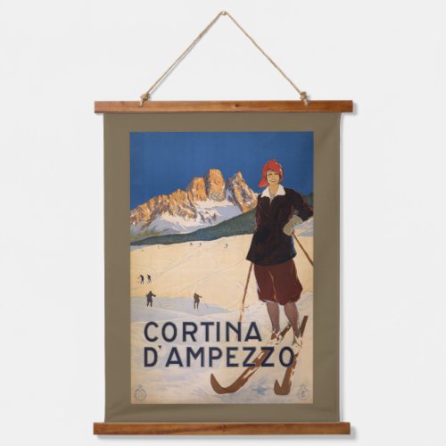 Italy Skiing vintage travel Hanging Tapestry