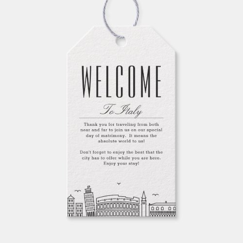 Italy Skyline  Welcome Message Gift Tags