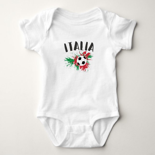 Italy Soccer Ball Grunge Flag Baby Bodysuit (Front)