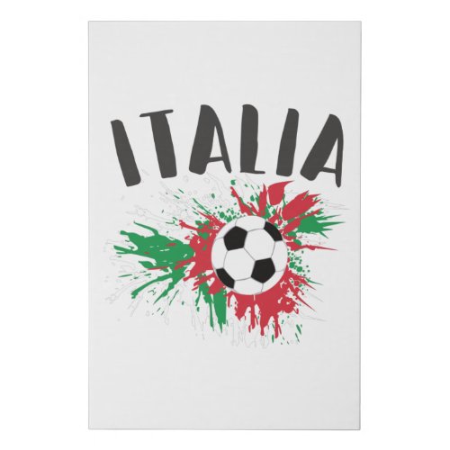 Italy Soccer Ball Grunge Flag Faux Canvas Print