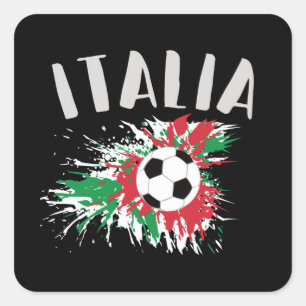 Italy Soccer Ball Grunge Flag Square Sticker