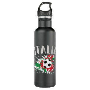 Italy Soccer Ball Grunge Flag Stainless Steel Water Bottle