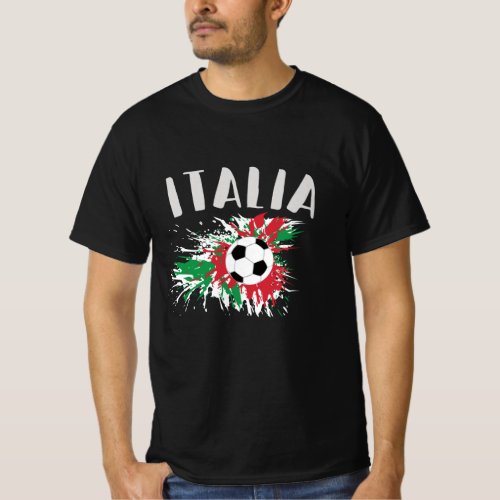 Italy Soccer Ball Grunge Flag T_Shirt