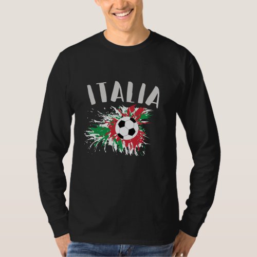 Italy Soccer Ball Grunge Flag T_Shirt
