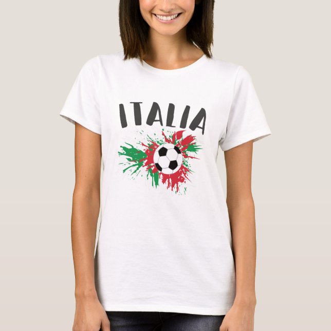 Italy Soccer Ball Grunge Flag T-Shirt (Front)