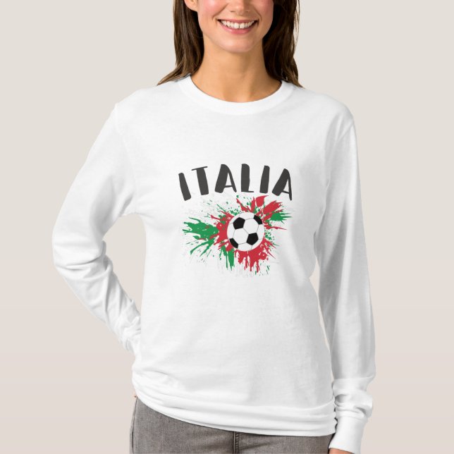 Italy Soccer Ball Grunge Flag T-Shirt (Front)