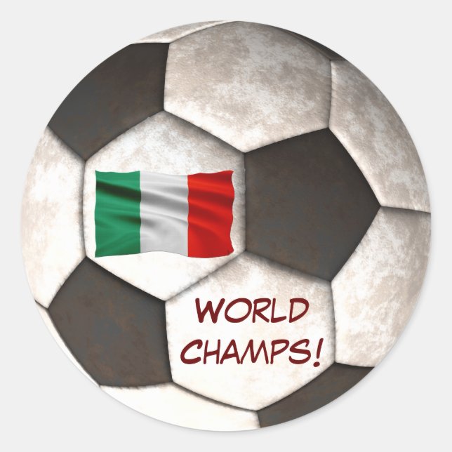 Italy Soccer Ball "World Champs" Football Sports Classic Round Sticker (Front)