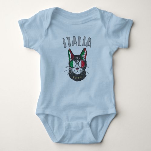 Italy Soccer Cat Mascot Italian Fan flag Baby Bodysuit