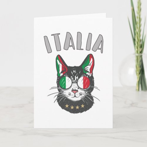 Italy Soccer Cat Mascot Italian Fan flag Card
