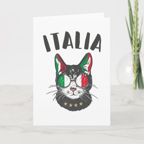 Italy Soccer Cat Mascot Italian Fan flag Card