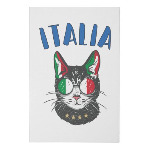 Italy Soccer Cat Mascot Italian Fan flag Faux Canvas Print