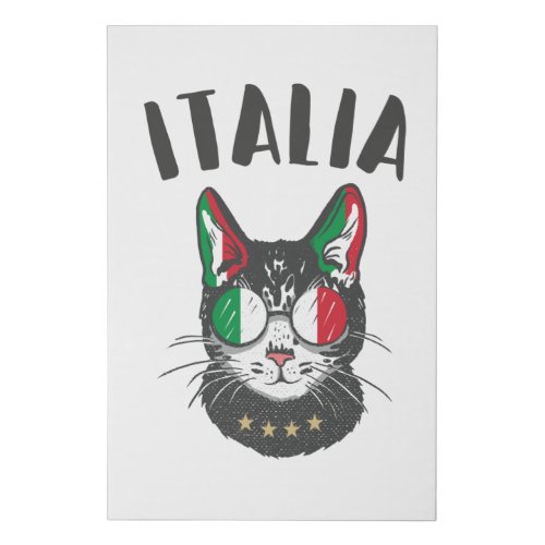 Italy Soccer Cat Mascot Italian Fan flag Faux Canvas Print