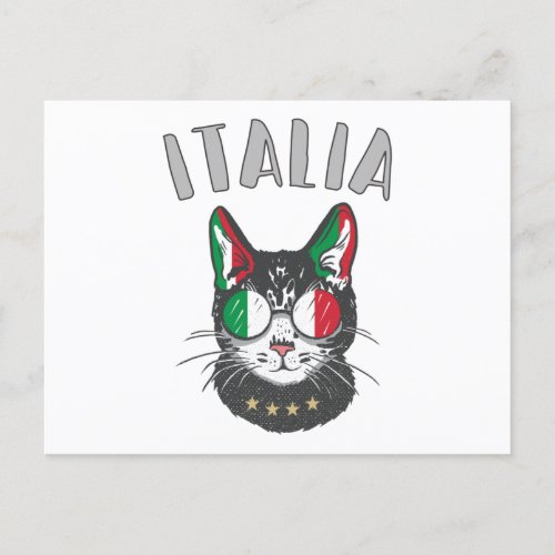 Italy Soccer Cat Mascot Italian Fan flag Postcard