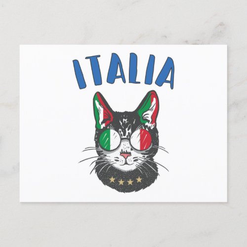 Italy Soccer Cat Mascot Italian Fan flag Postcard