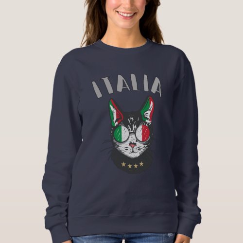 Italy Soccer Cat Mascot Italian Fan flag Sweatshirt