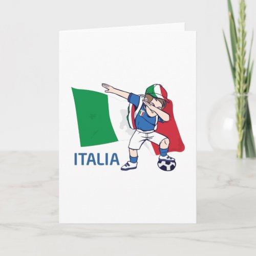 Italy Soccer Fan Kid dabbing schoolboy Card