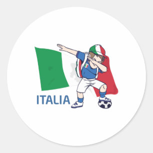 Italy Soccer Fan Kid dabbing schoolboy Classic Round Sticker