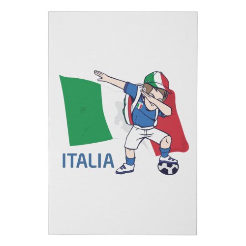 Italy Soccer Fan Kid dabbing schoolboy Faux Canvas Print