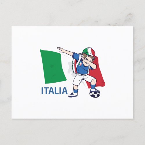 Italy Soccer Fan Kid dabbing schoolboy Postcard