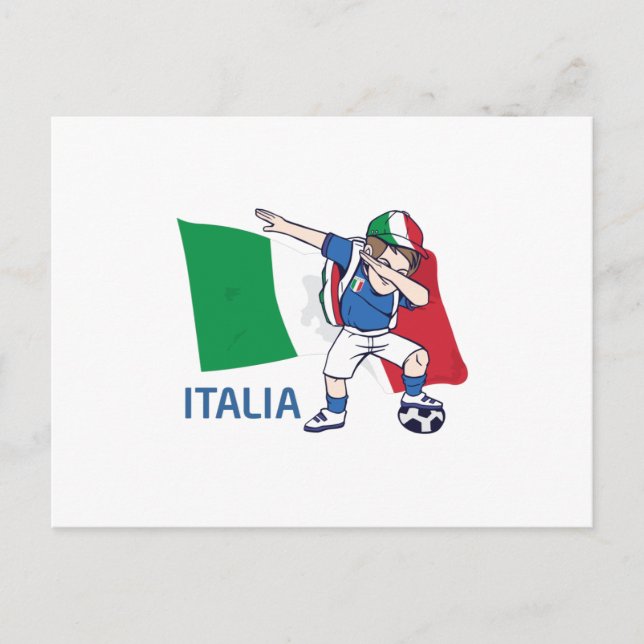 Italy Soccer Fan Kid dabbing schoolboy Postcard (Front)