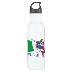 Italy Soccer Fan Kid dabbing schoolboy Stainless Steel Water Bottle