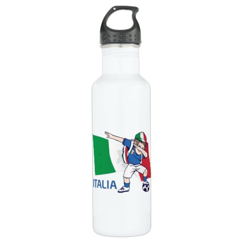 Italy Soccer Fan Kid dabbing schoolboy Stainless Steel Water Bottle
