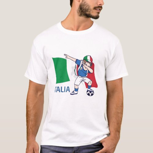 Italy Soccer Fan Kid dabbing schoolboy T_Shirt