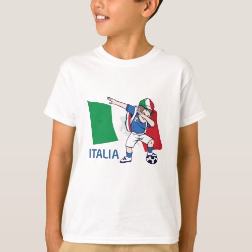 Italy Soccer Fan Kid dabbing schoolboy T_Shirt