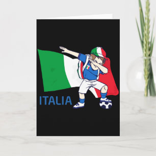 Italy Soccer Fan Kid Dabbing Schoolboy T Shirt  Card