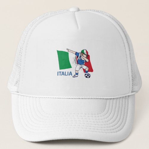 Italy Soccer Fan Kid dabbing schoolboy Trucker Hat