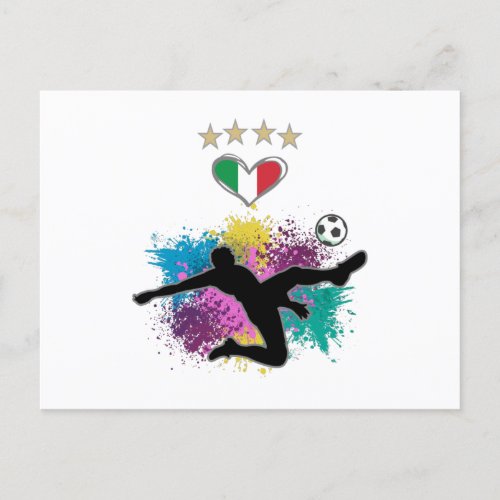 Italy Soccer Football Fan Shirt Flag Splash Postcard