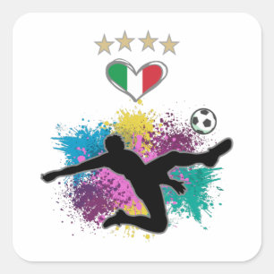 Italy Soccer Football Fan Shirt Flag Splash Square Sticker