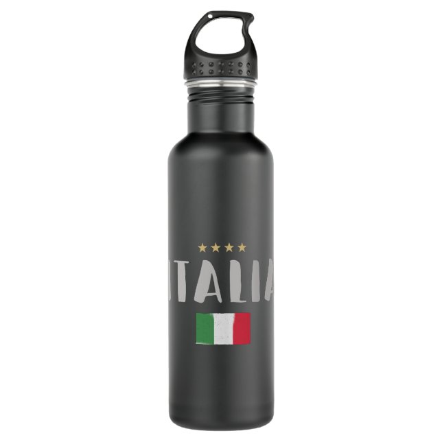 Italy Soccer Football Fan Shirt Flag Stainless Steel Water Bottle (Front)