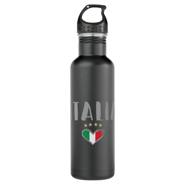 Italy Soccer Football Fan Shirt Flag Stainless Steel Water Bottle (Front)