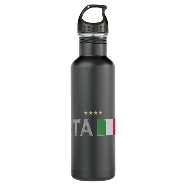 Italy Soccer Football Fan Shirt Flag Stainless Steel Water Bottle (Front)