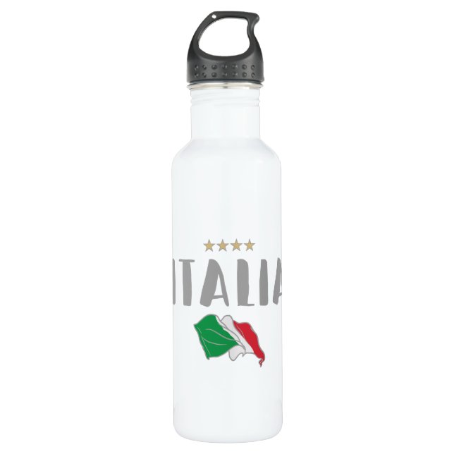 Italy Soccer Football Fan Shirt Flag Stainless Steel Water Bottle (Front)