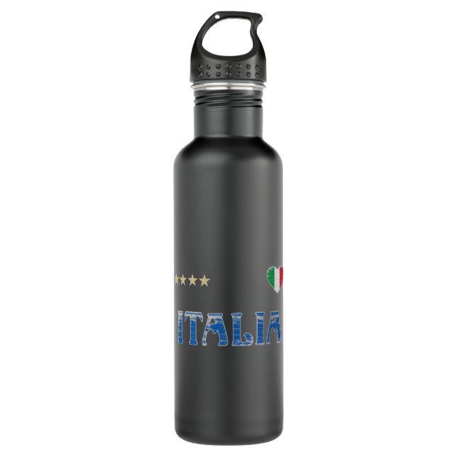 Italy Soccer Football Fan Shirt Flag Stainless Steel Water Bottle (Front)