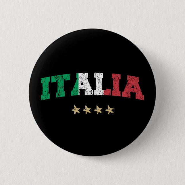 Italy Soccer Shirt Football Fan Italian Flag Button (Front)