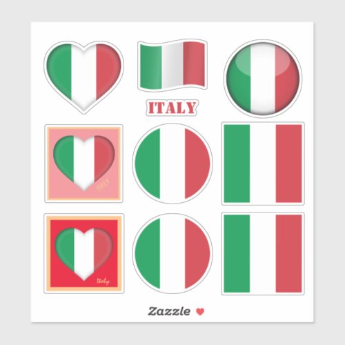 Italy stickers  Italian Flag Heart sports