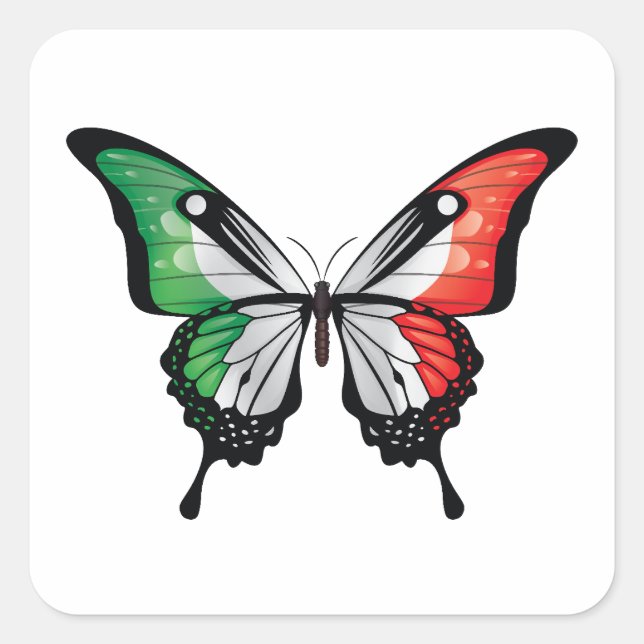 Italy Swallowtail Butterfly Flag Square Sticker (Front)