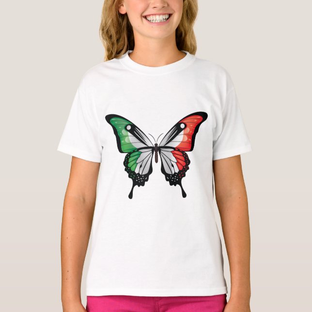 Italy Swallowtail Butterfly Flag T-Shirt (Front)