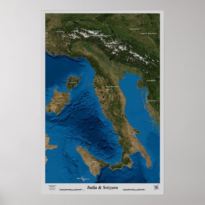 Italy & Switzerland satellite poster